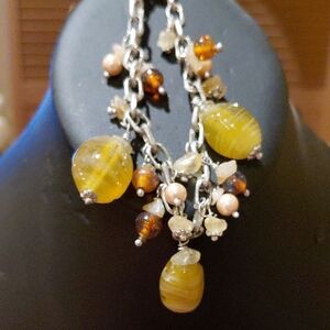 Elegant Silver and Yellow Beaded Bracelet